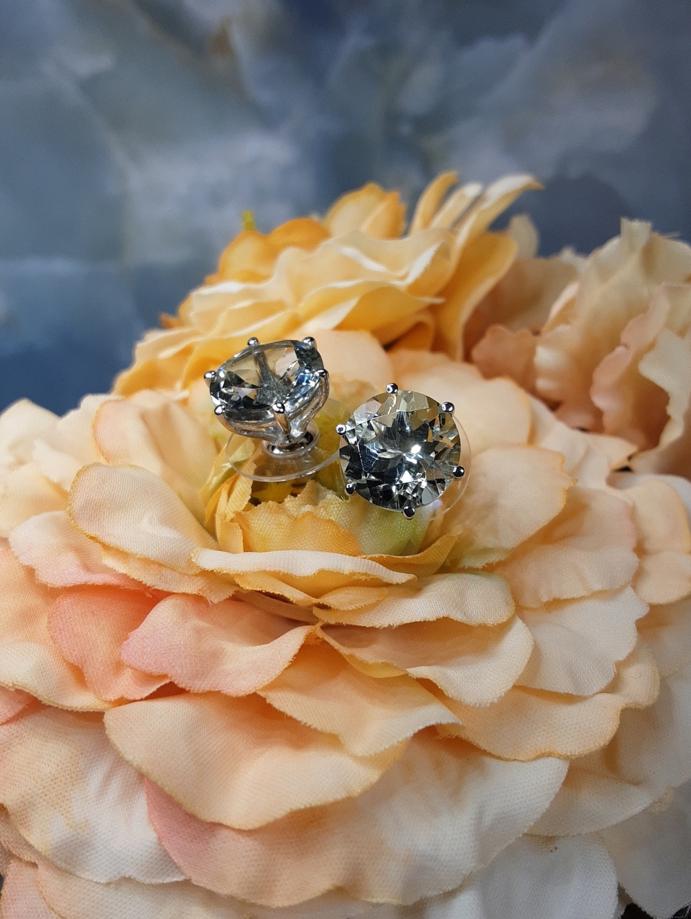 925, 10mm Prasiolite Stud Earrings. PRICE IS FIRM.